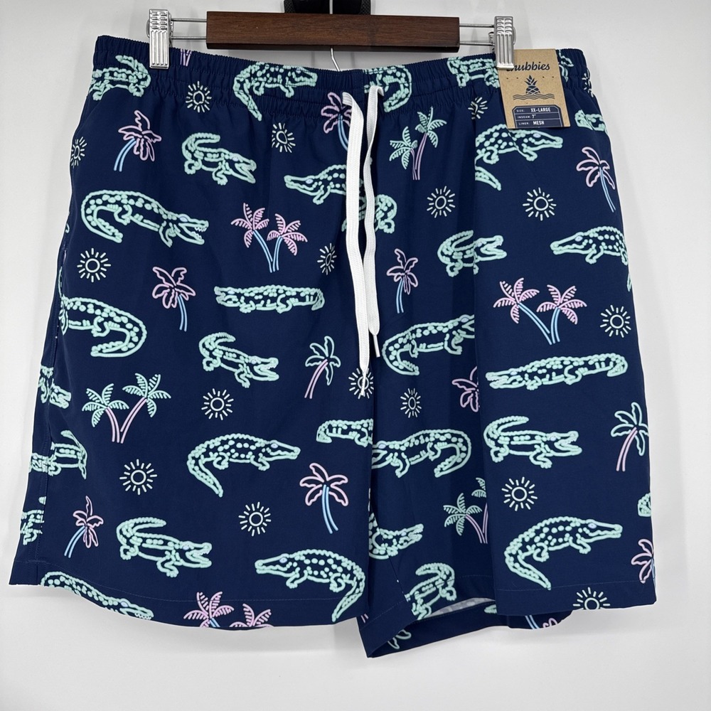 NWT Chubbies Men's Classic Swim Trunks 7" The Neon Glades Mesh Lined AOP XXL